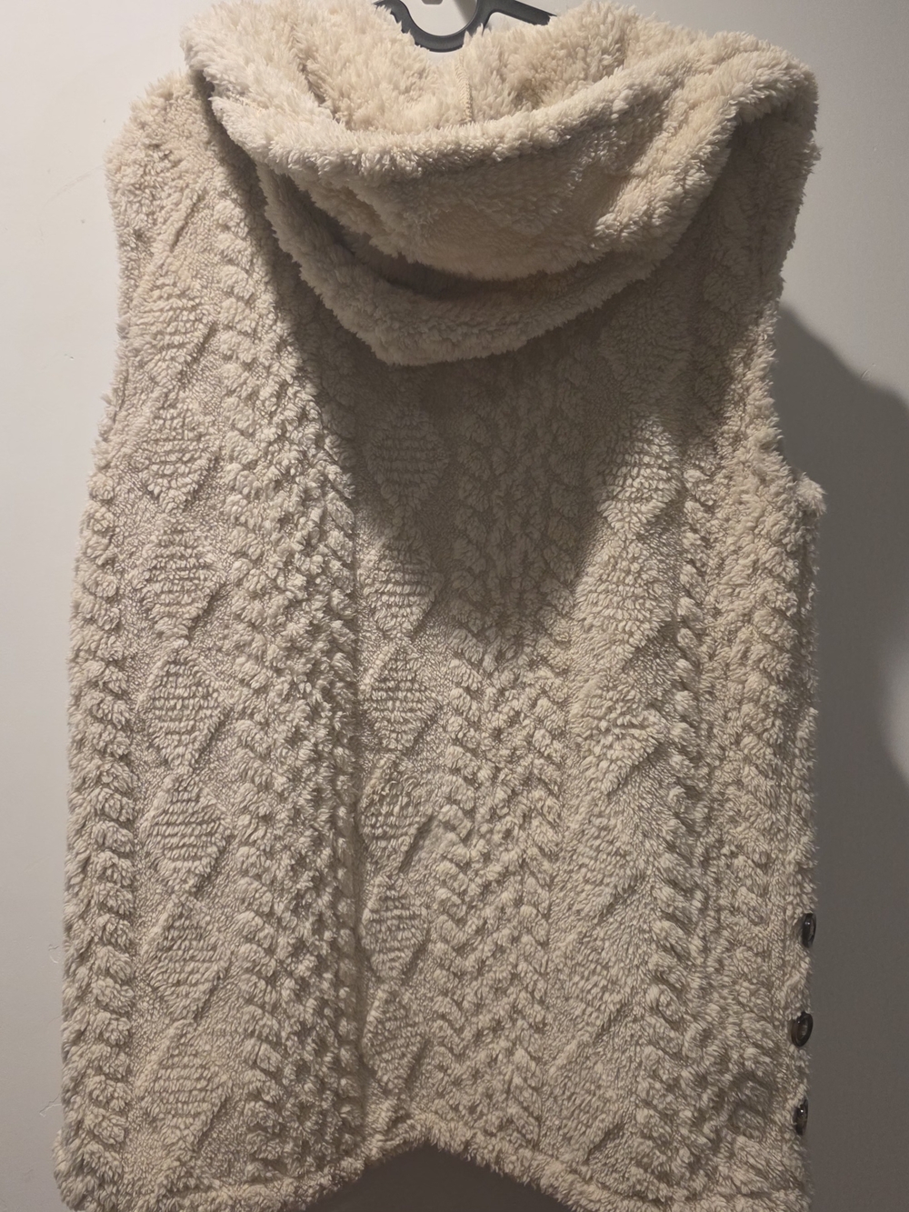 Teddy Sherpa Hooded Vest Cream Cable Knit Texture Size M NWOT - Picture 14 of 14